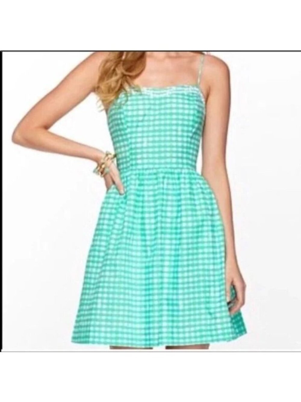 Lilly Pulitzer Glenda Green Painterly Gingham Bethany Dress XS - Picture 1 of 7